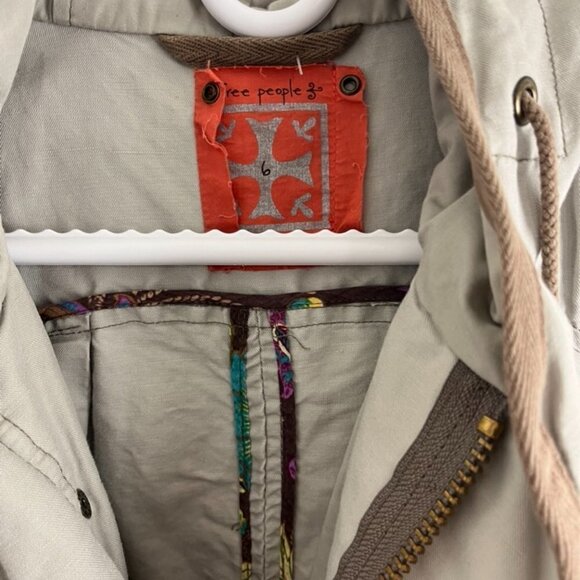 Free People Khaki Short Sleeve Cotton Utility Jacket w/ Hood - Picture 8 of 11